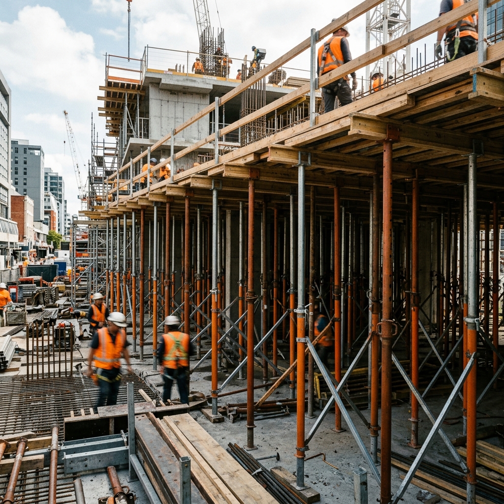 Escoras metálicas em obra